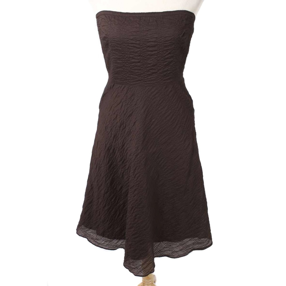 🍍J. CREW Brown Textured Fit & Flare Strapless Summer Dress - Picture 2 of 7
